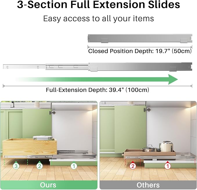Pull Out Cabinet Organizer, Soft Close Slide Out Solid Wooden Drawers, Heavy - Image 6