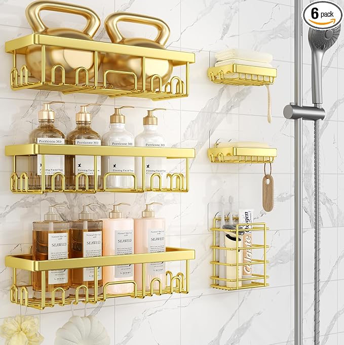 Veken Adhesive Shower Caddy 6-Pack, Gifts by Veken