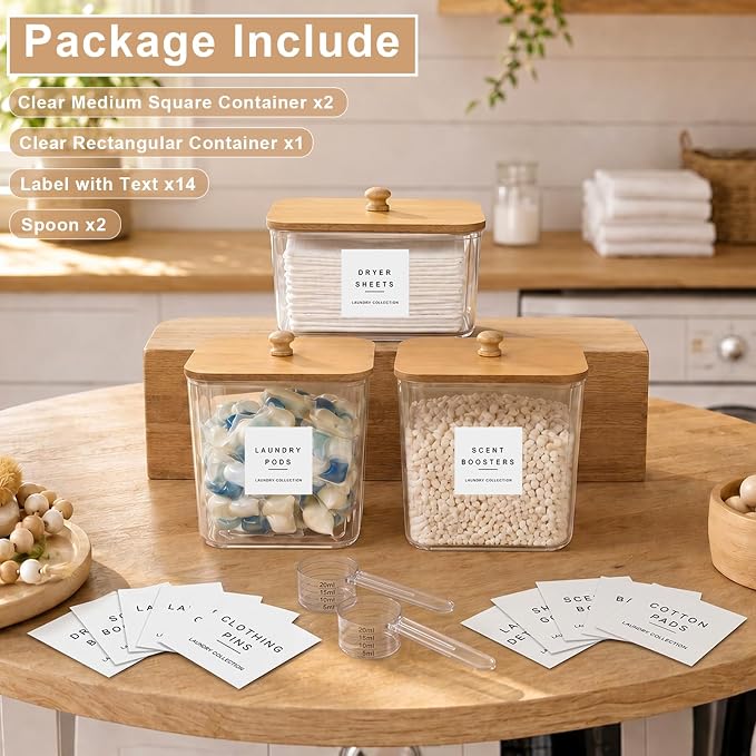 POLRAI 3 Pack Laundry Pod Containers and Dryer Sheet Holder, Laundry Room - Image 2