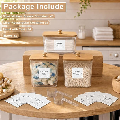 POLRAI 3 Pack Laundry Pod Containers and Dryer Sheet Holder, Laundry Room - Image 2