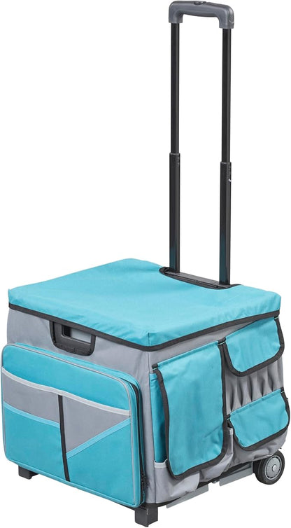 Mobile Utility Cart with Storage Organizer Bag, Rolling Cart, Turquoise/Grey by Unknown