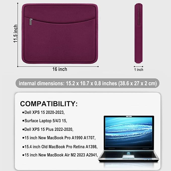 Laptop Case 15.6 inch, Shockproof Protective Laptop Cover Carrying Computer Bag - Image 4