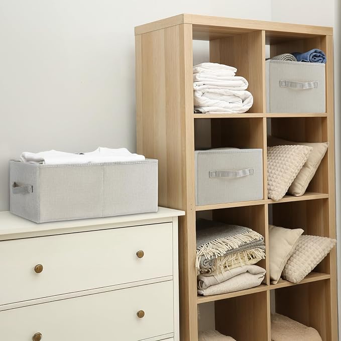 3 Pack Linen Storage Baskets - Image 6