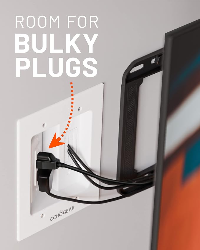 ECHOGEAR TV Cord Hider for Wall Mounted TV – Dual Outlet in-Wall Cable - Image 8
