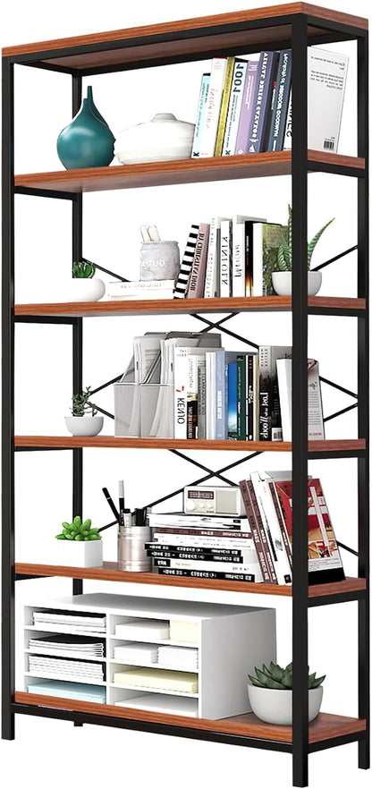 Himimi 6 Tier Industrial Bookshelf, Vintage Standing Storage Shelf, Display by Himimi