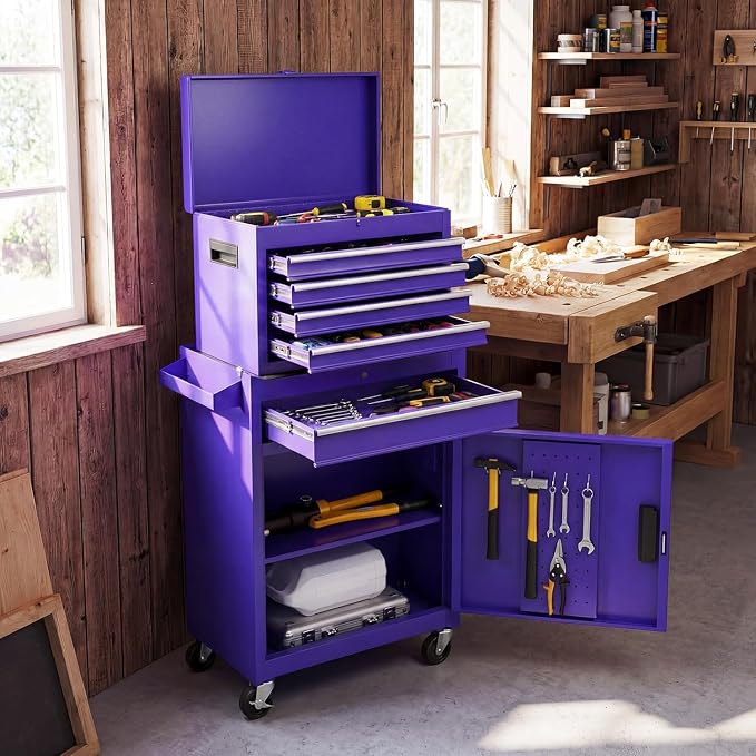 Goplus Rolling Tool Chest, 5-Drawer Tool Box Organizer w/Lockable Wheels & - Image 7