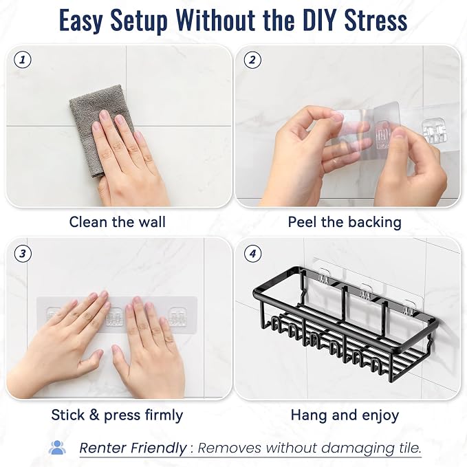 8 Pack Adhesive Rustproof Shower Caddy - Image 6