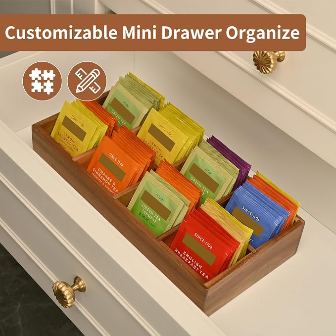 Acacia Wood Tea Bag Organizer - Image 6