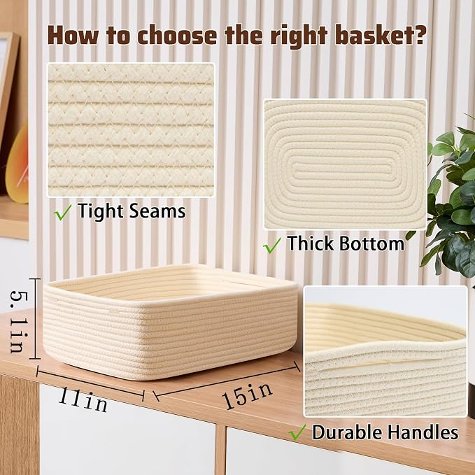 Large Shallow Organizing Baskets 15x11x5.1 Inches - Image 2