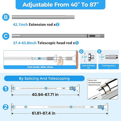 AIZESI 41-86 Inch Heavy Duty Silver Tension Curtain Rod - Image 7