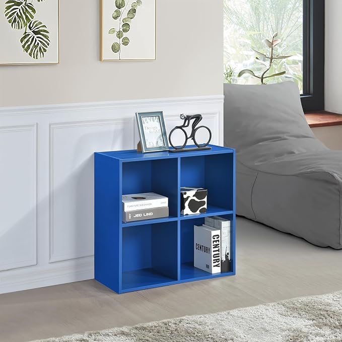 KB Designs - Blue 4 Cube Storage Organizer Book Shelf, Toy Storage Organizer by KB+Designs