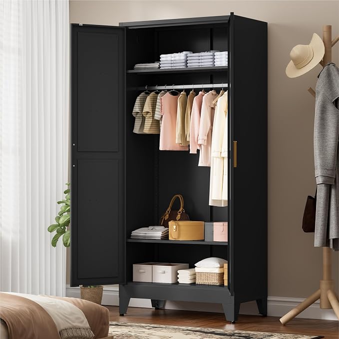 71" Tall Metal Wardrobe Closet - Image 2