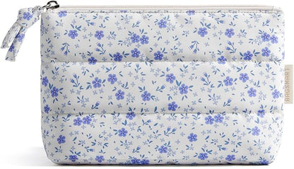 BAGSMART Small Makeup Bag, Machine Washable Puffy Cosmetic Pouch | 1.6" slim by BAGSMART
