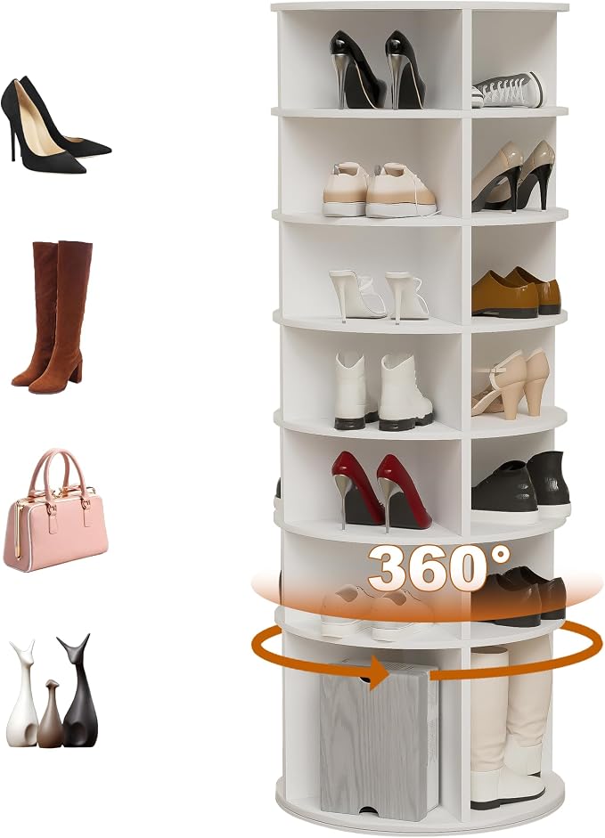 7-Tire Round Rotating Shoe Rack, 360°Spinning Shoe Display, Shoe Organizer - Image 3