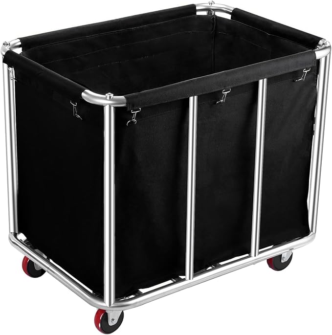 Commercial Laundry Cart with Wheels, 400L Large Capacity Heavy Duty Stainless by Unknown