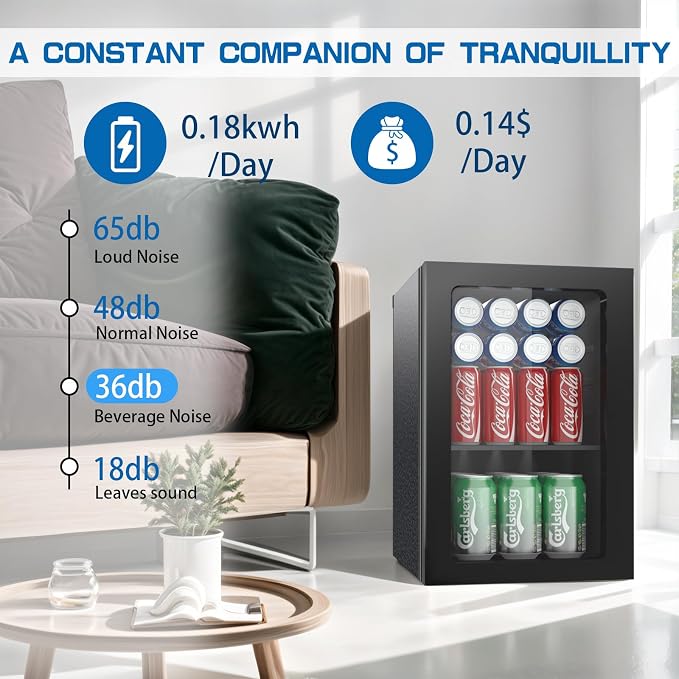 Compact Freestanding Beverage Refrigerator, 25 Can/0.95 Cubic Feet Mini Fridge - Image 3