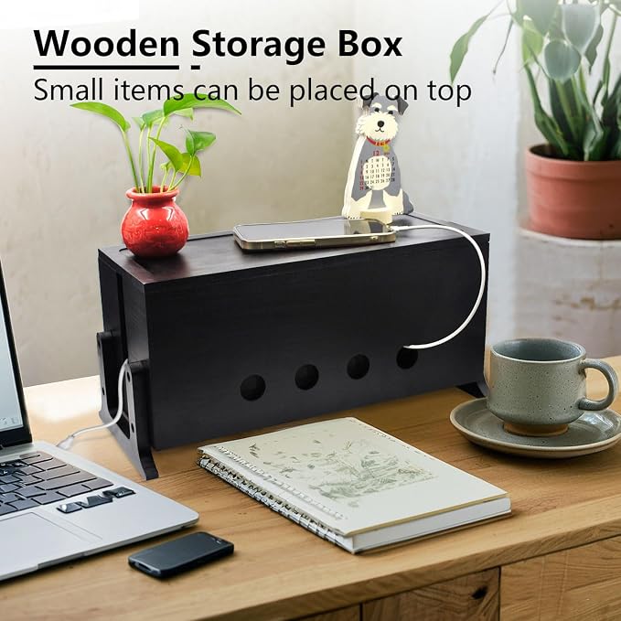 Large Cable Management Box, Wood Cord Hider Box & Organizer - Image 6