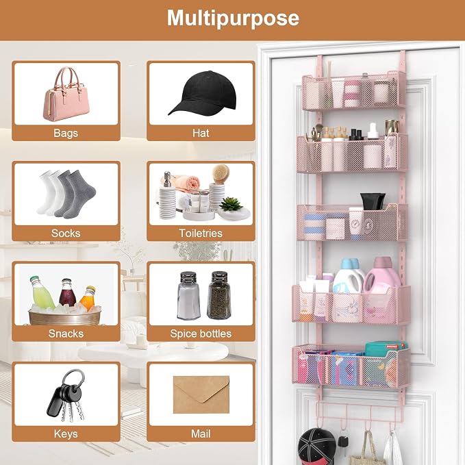 VyGrow Over The Door Organizer, Metal Door Organizer Hanging - Image 8