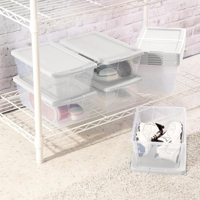 Sterilite 24-Pack 6 Quart Storage Boxes, Stackable Clear Plastic Bins - Image 5