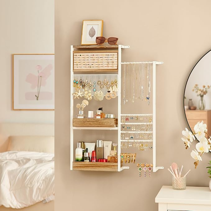 Pinzoveco Hanging Jewelry Organizer Wall Mounted, Large Hanging Jewelry - Image 7