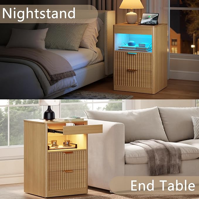 REAHOME Fluted Nightstand Set of 2 - Image 2