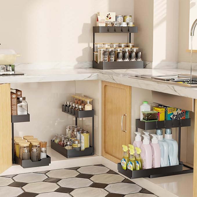 Simple Trending Under Sink Organizer 2 Pack, L-Shaped Sink Pull-Out Sliding - Image 3
