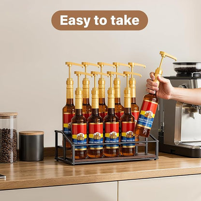 Coffee Syrup Organizer Rack, Liquor Bottle Display Shelf, 2 Tier 10 Syrup - Image 2