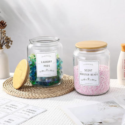 Laundry Pods Container With Airtight Bamboo Lid, Glass Jars - Image 8
