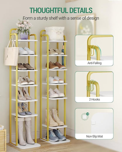 Hzuaneri 8 Tiers Vertical Shoe Rack, Narrow Shoe Tower, Tall Shoes Shelf - Image 3
