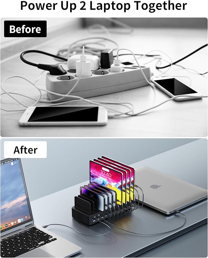 580W Charging Station for Multiple Devices, 10-Port USB C Fast Charger Station - Image 4