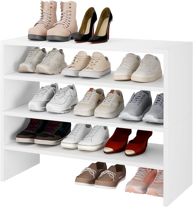 Whitmor Stackable 28" Extra Wide 2-Shelf Storage Organizer, Stackable Wood - Image 7