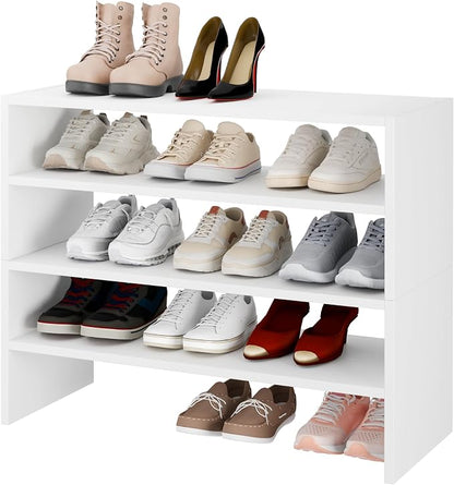 Whitmor Stackable 28" Extra Wide 2-Shelf Storage Organizer, Stackable Wood - Image 7