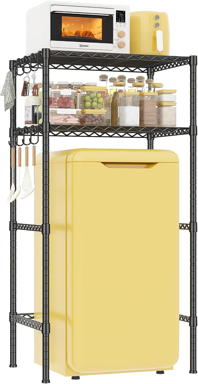 REIBII Mini Fridge Shelf with Storage, 2-Tier Adjustable Metal Shelving Unit - Image 9