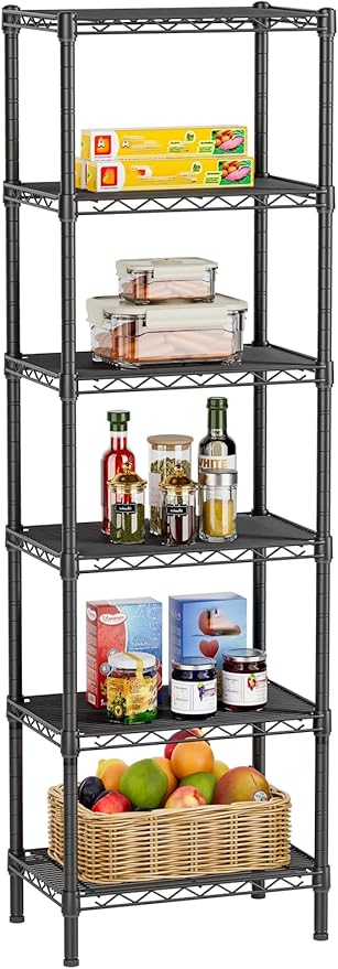 6 Tier Shelf Adjustable Storage Mesh Gaps Metal Utility Shelves Wire Shelving by Golpart