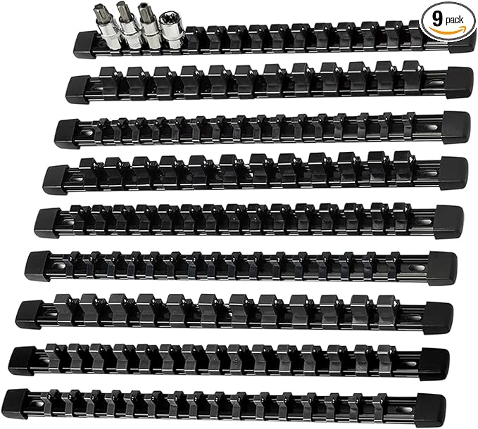 AMM 9-Piece Socket Organizer, 1/2 inch, 3/8 inch and 1/4 inch Drive ABS by AMMTOOL