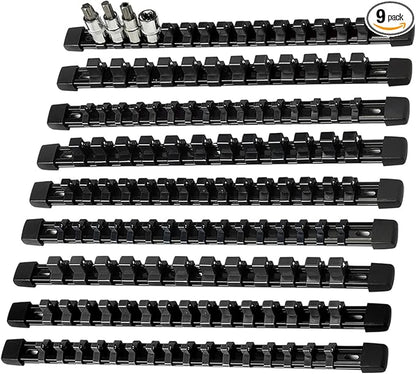 AMM 9-Piece Socket Organizer, 1/2 inch, 3/8 inch and 1/4 inch Drive ABS by AMMTOOL