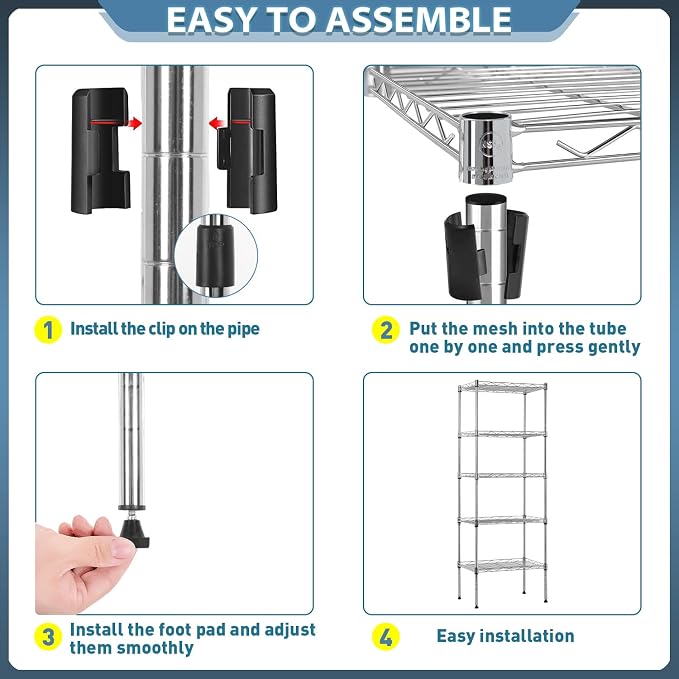 BestOffice Adjustable NSF-Certified Metal Shelf Wire Shelving Unit Storage - Image 6
