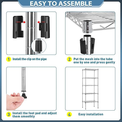BestOffice Adjustable NSF-Certified Metal Shelf Wire Shelving Unit Storage - Image 6