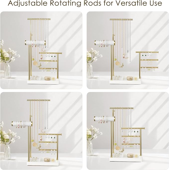 SZQINJI 5 Tier Jewelry Holder Organizer, Adjustable Height Jewelry Display - Image 6