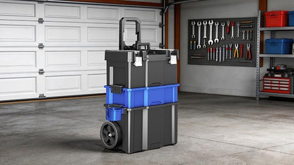 Rolling Tool Box With Wheels | 3 Tier Portable Stackable Tool Box Set | Garage - Image 7