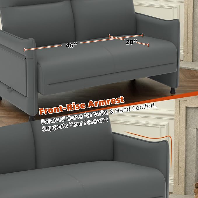 Faux Leather Loveseat, Upholstered Loveseat - Image 5