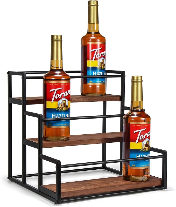 THYGIFTREE Coffee Syrup Rack Organizer 3-Tier 12 Syrup Bottles Holder Stand by THYGIFTREE