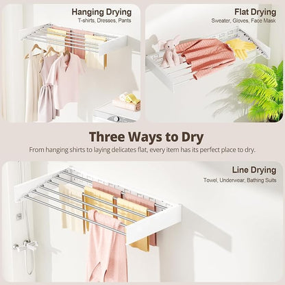 Wall Mounted Clothes Drying Rack Folding Indoor, Foldable Laundry Drying Rack - Image 7