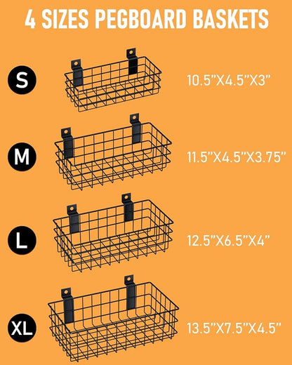 INCLY 4 Pack Black Metal Slatwall Baskets Set, Mounted Slatwall Accessories | - Image 4
