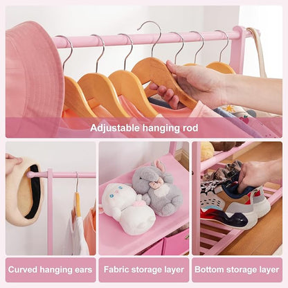 Bamboo Kids Clothing Rack: Holds Up To 121 Lbs of Dress-Up Clothes | 2 - Image 5