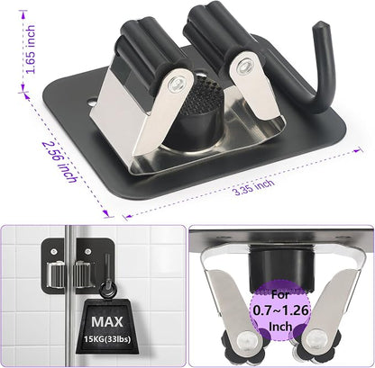 Broom Holder Wall Mount Screw Drilling, Sturdy Heavy Duty Stainless Steel Mop - Image 2