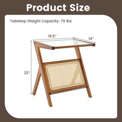 GOFLAME Rattan Side Table, Z-Shaped End Table - Image 3