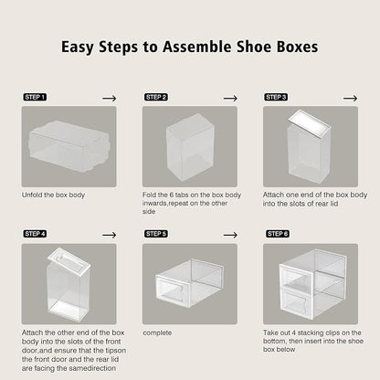SEE SPRING 12 Pack Shoe Storage Box, Space Saving Foldable Shoe Rack Sneaker - Image 8