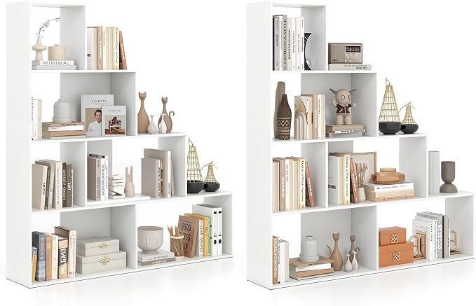 Tangkula 4-Tier Stepped Bookshelf, Freestanding 6 Cubes Ladder Bookcase by TANGKULA