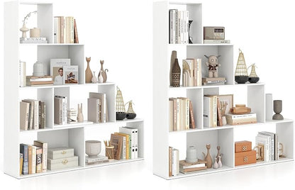 Tangkula 4-Tier Stepped Bookshelf, Freestanding 6 Cubes Ladder Bookcase by TANGKULA
